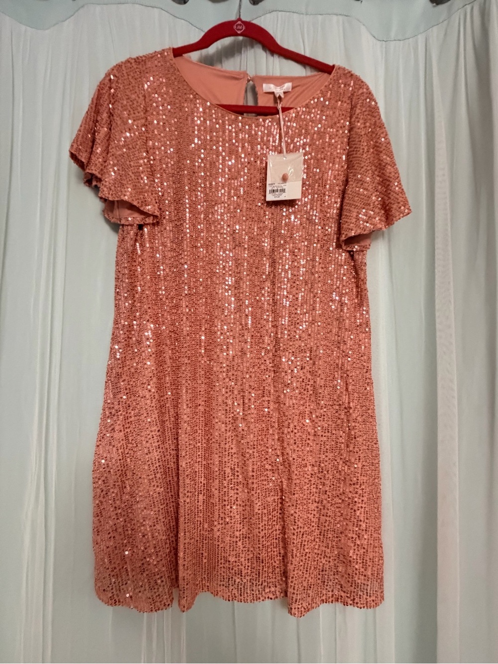 LC Lauren Conrad Rose Gold Sequin Shift Dress